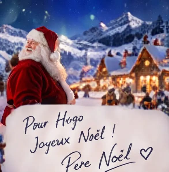 Foto med autograf fra Julemanden til Hugo