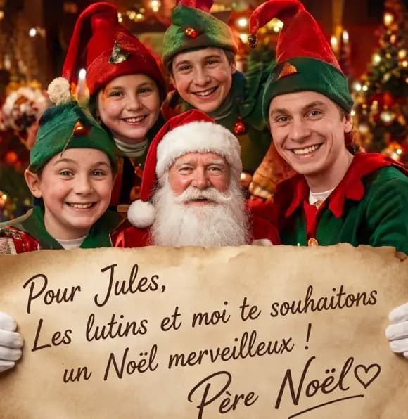 Foto med autograf fra Julemanden til Jules