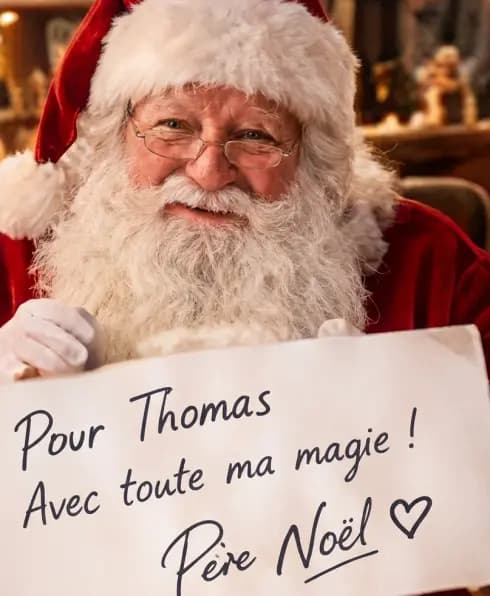 Foto med autograf fra Julemanden til Thomas
