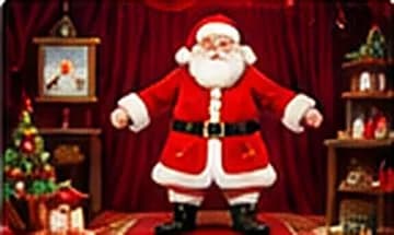 Le Père Noël debout dans son salon
