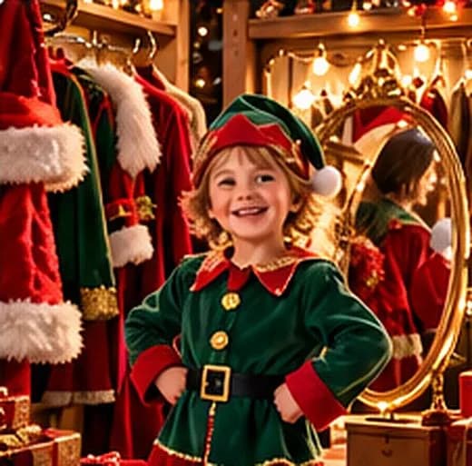 Un enfant déguisé en lutin
