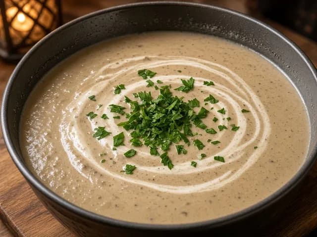 Glat ud, Champignonsuppe