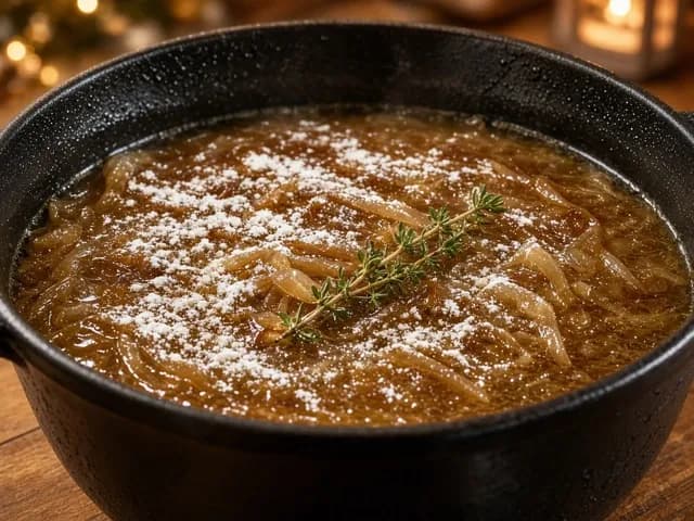 Mouiller, Soupe à l'oignon gratinée
