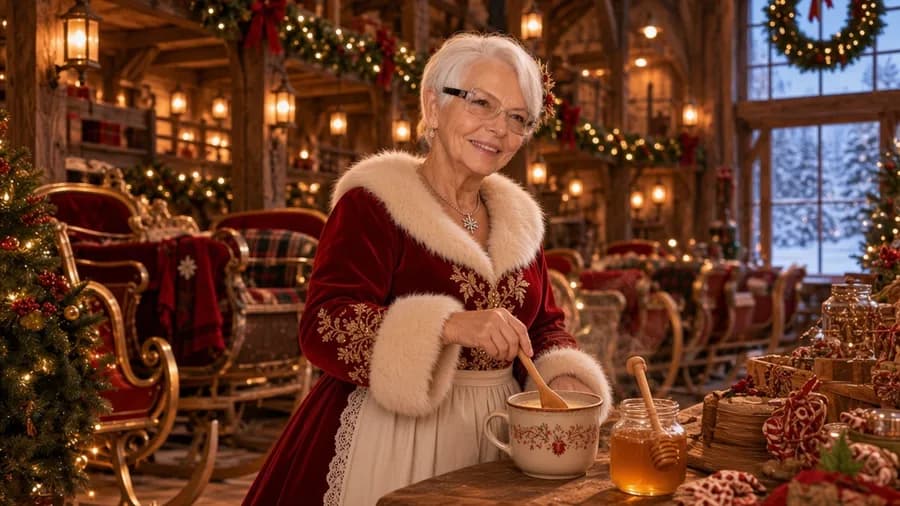 Lait chaud au miel, préparé par la Mère Noël