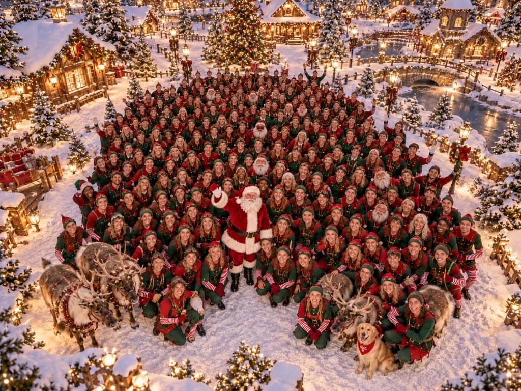 Le Père Noël et un jeune lutin découvrent ensemble une lettre dans leur atelier