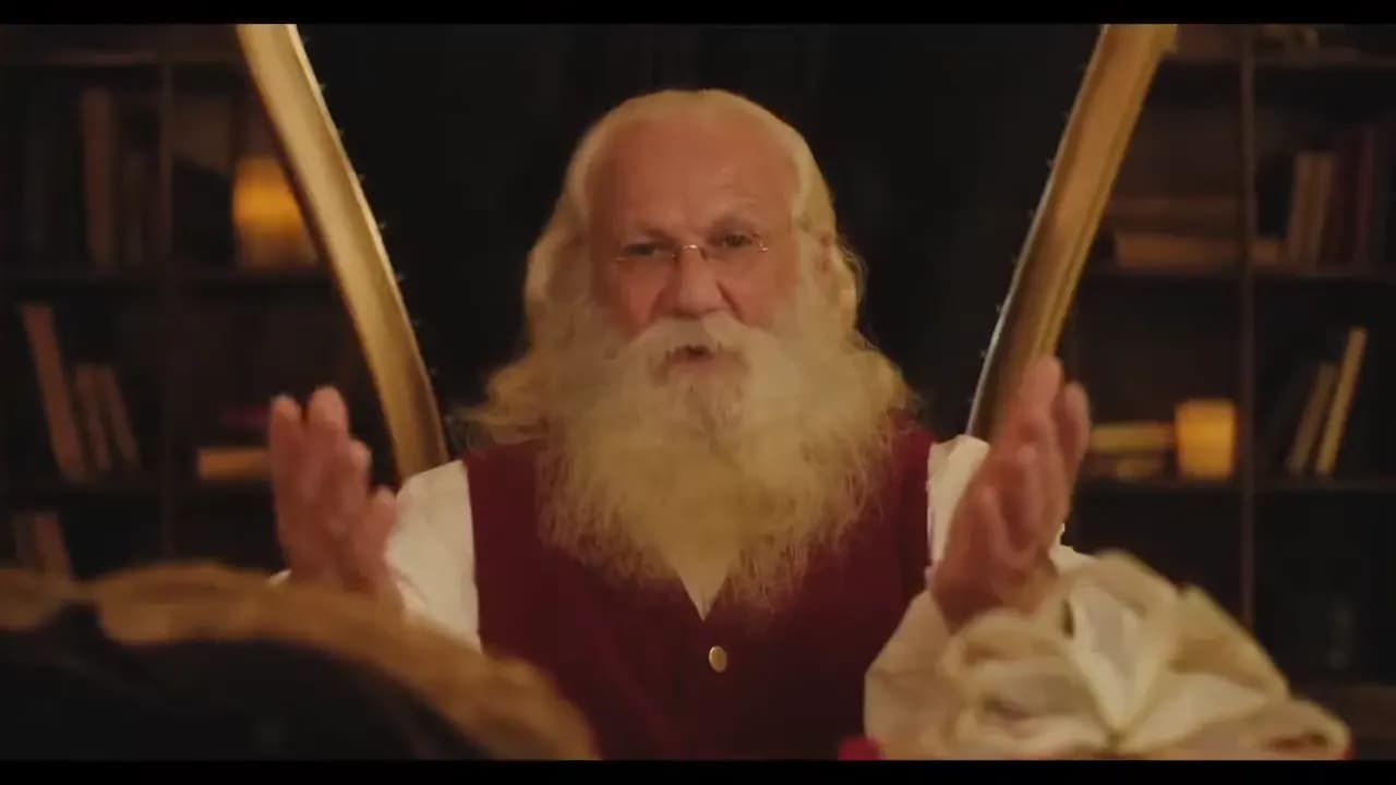 Le Père Noël tient les lettres de plusieurs enfants