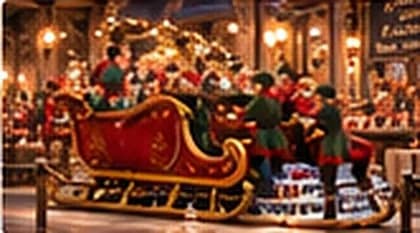 Le traîneau chargé de cadeaux dans l’usine