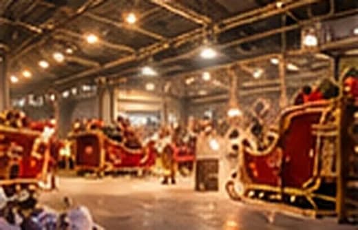 Les traîneaux alignés dans le grand hangar