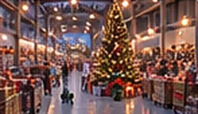 Le grand sapin au centre de l’entrepôt