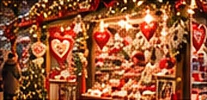 Un chalet décoré de cœurs en pain d’épices
