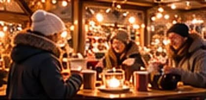 Des visiteurs boivent un chocolat chaud