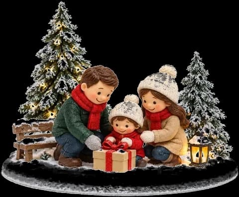 Une famille autour d’un cadeau