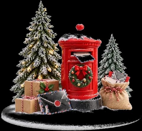 Boîte aux lettres et courrier de Noël