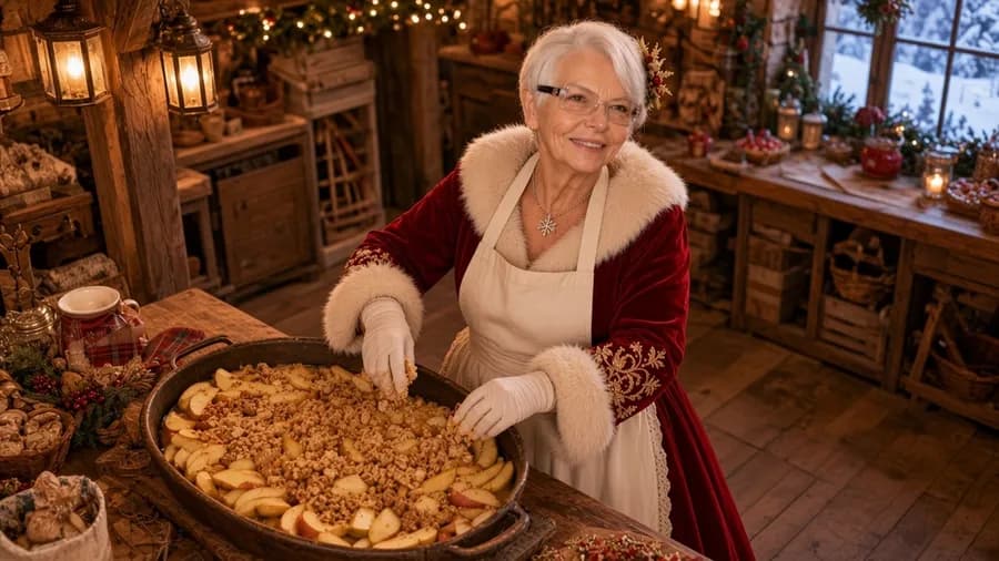 Crumble pomme-poire, préparé par la Mère Noël