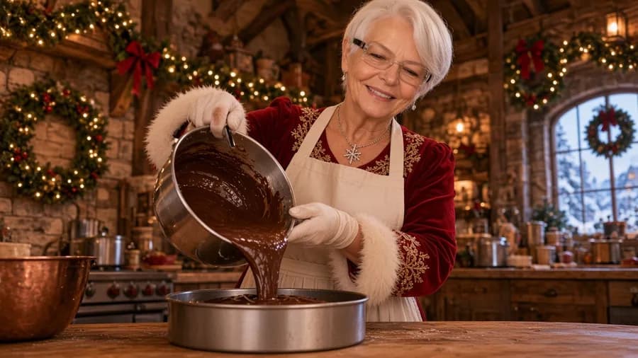 Gâteau au chocolat, préparé par la Mère Noël