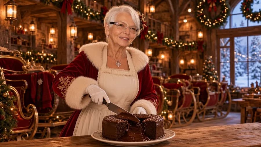 Fondant au chocolat, préparé par la Mère Noël