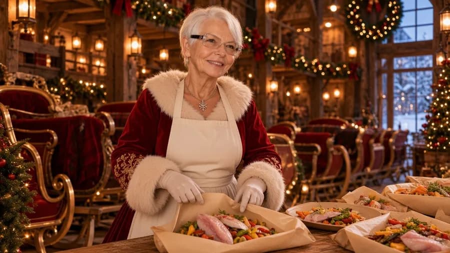 Poisson en papillote, préparé par la Mère Noël