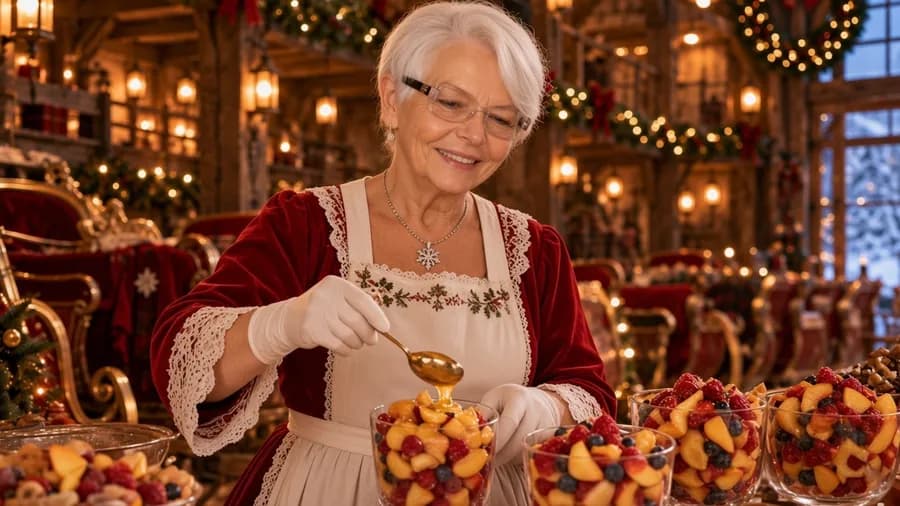 Verrines de fromage blanc au miel, préparé par la Mère Noël
