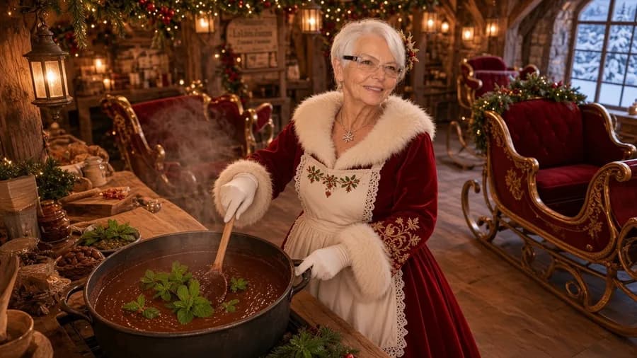 Cacao à la menthe, préparé par la Mère Noël