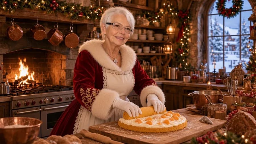 Rullekage med appelsin og clementin, lavet af Fru Julemand