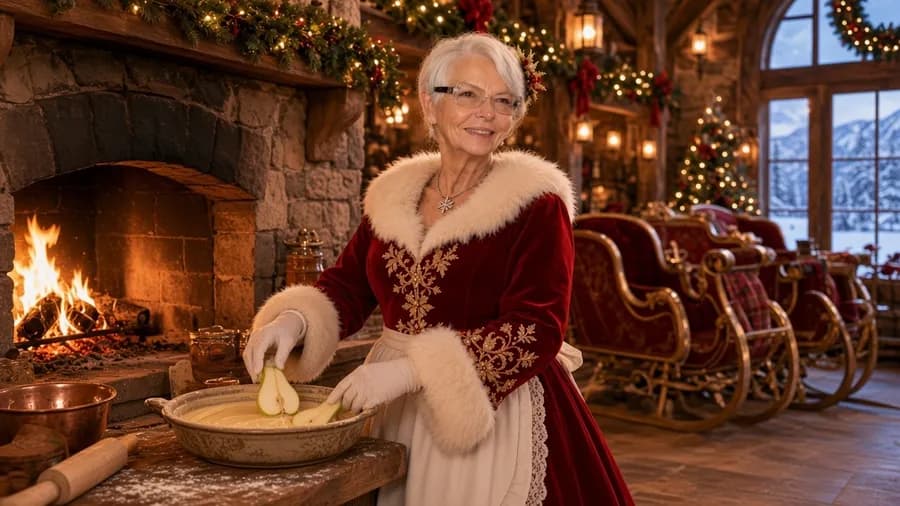 Clafoutis aux poires, préparé par la Mère Noël