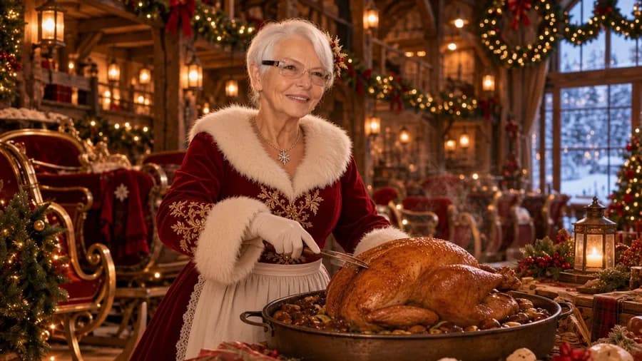 Dinde rôtie aux marrons, préparé par la Mère Noël