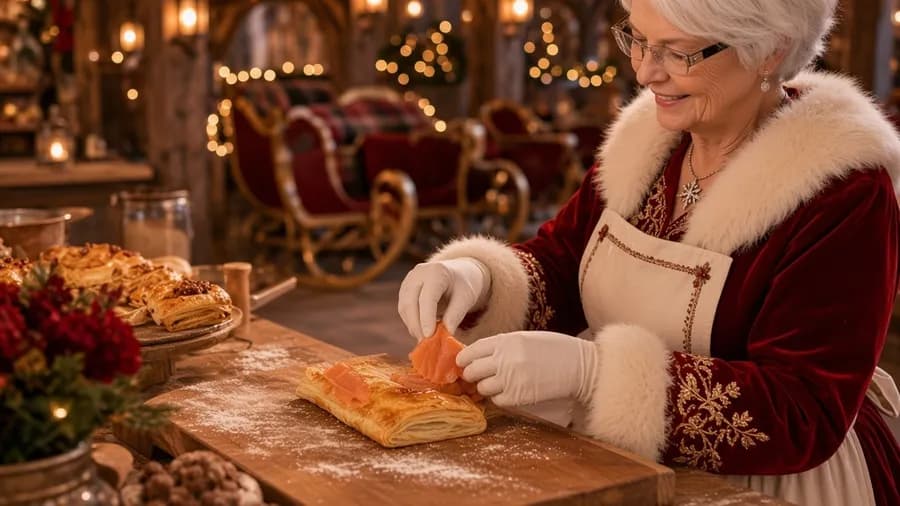 Feuilletés au saumon fumé, préparé par la Mère Noël