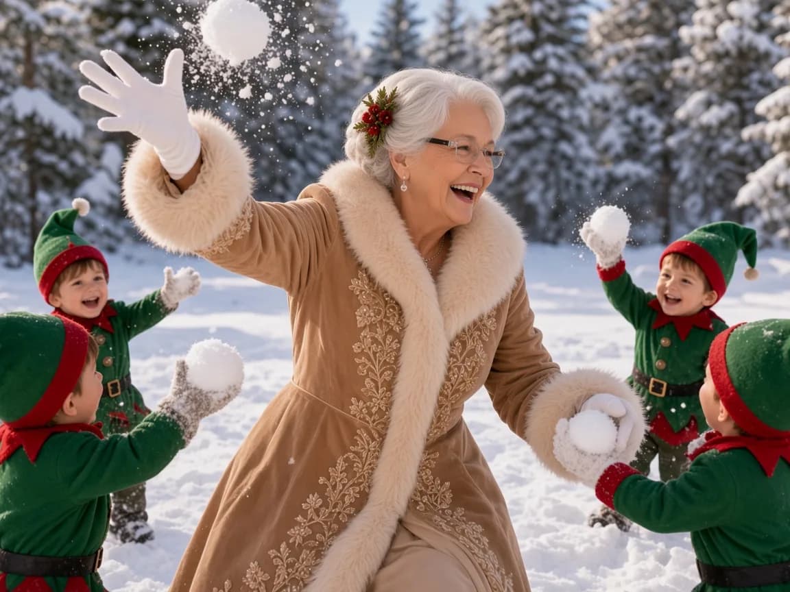 La Mère Noël en février, manteau beige