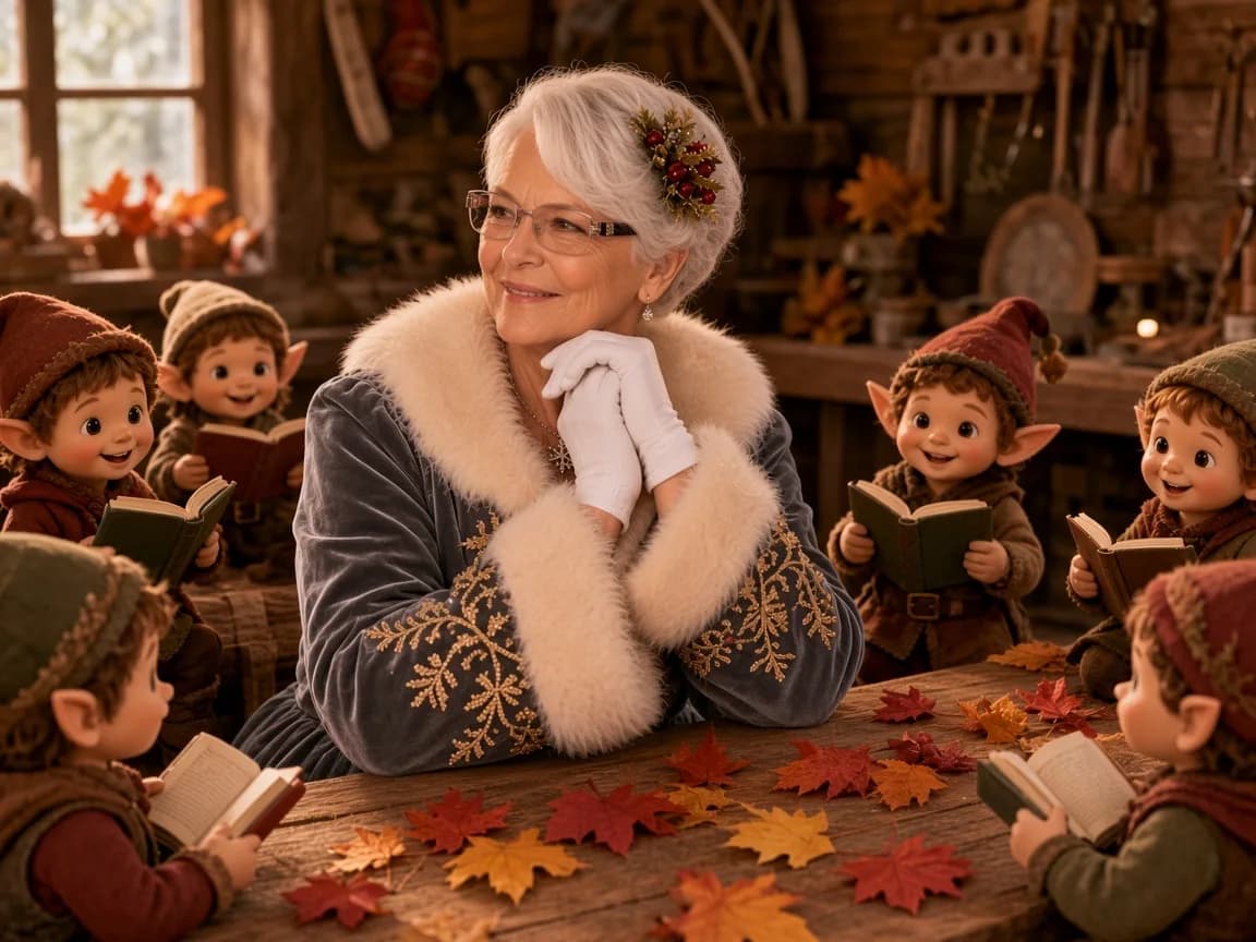 La Mère Noël en septembre, manteau gris