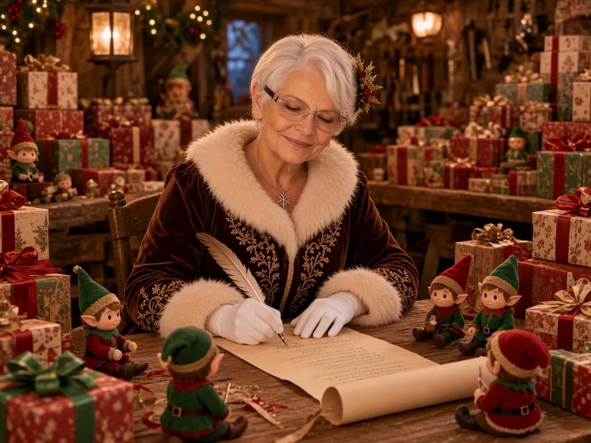 La Mère Noël en novembre, manteau marron