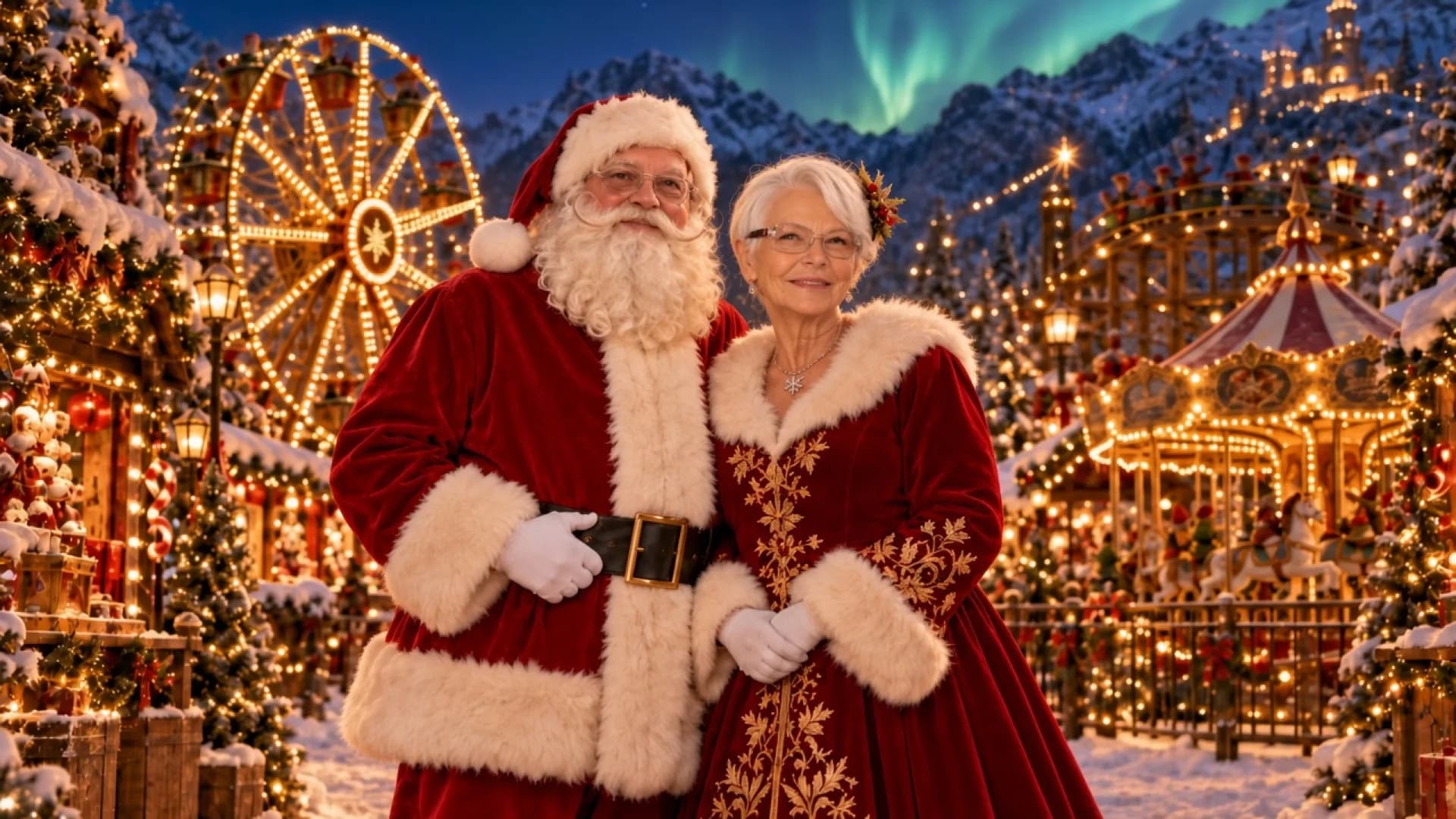La Mère Noël et le Père Noël dans le Village